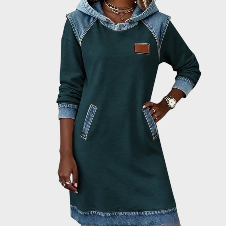 Fabiana - Vestido Estilo Casual com Capuz
