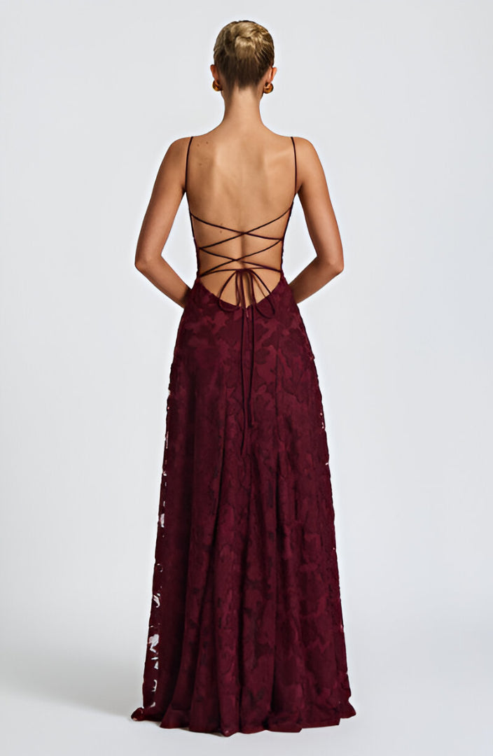 Frederica - Vestido longo com corpete de renda