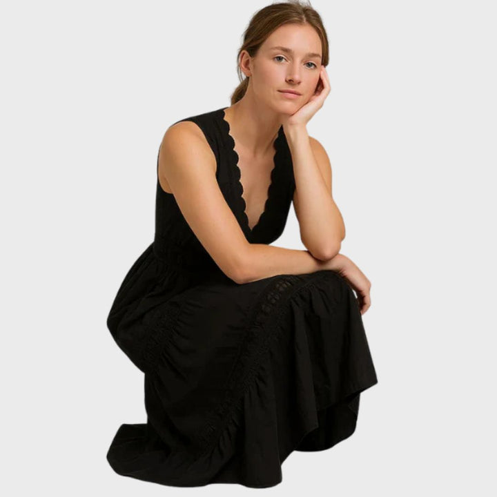 Camila | Vestido Midi Boho com Detalhes em Renda