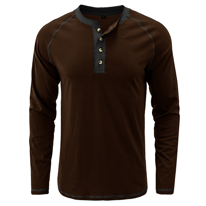 Henry - Camisa com gola de algodão Henley