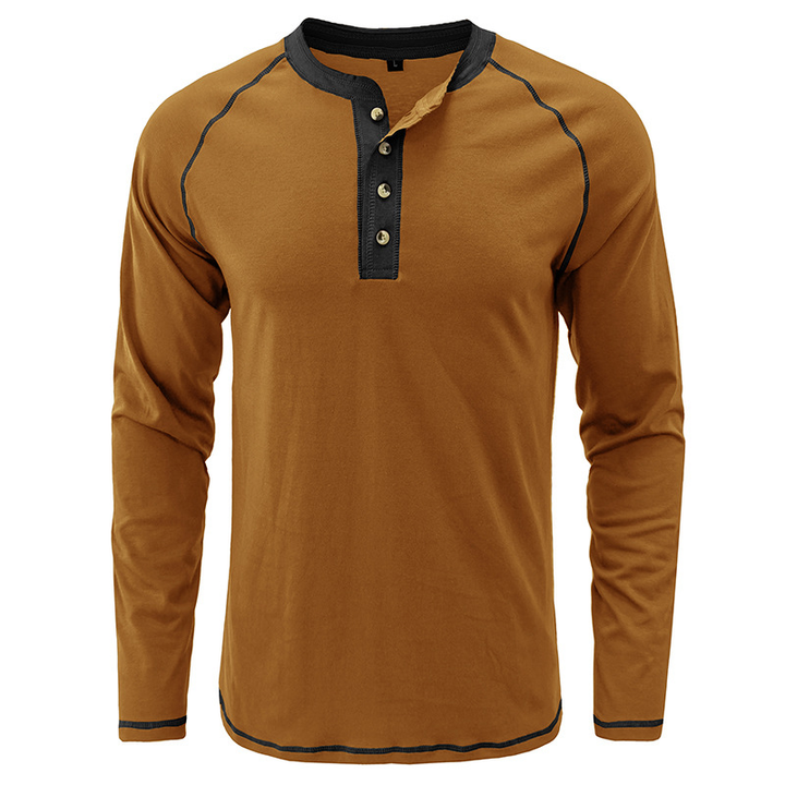 Henry - Camisa com gola de algodão Henley