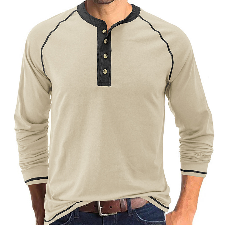 Henry - Camisa com gola de algodão Henley