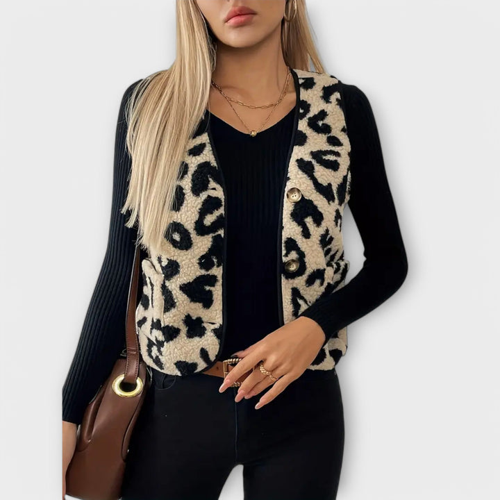 Clara - Colete Elegante com Estampa de Leopardo