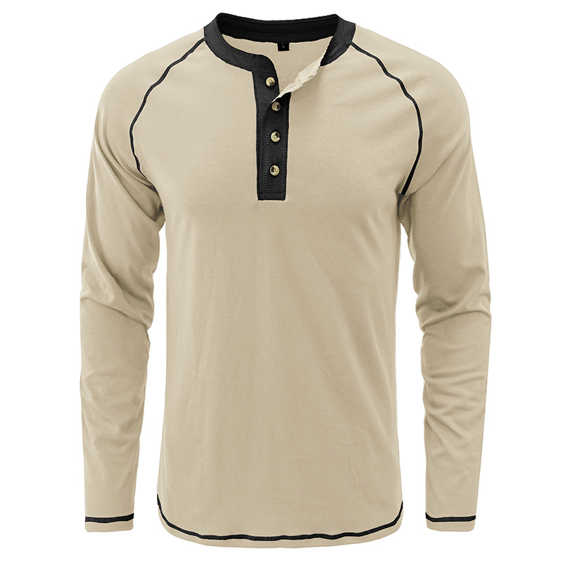 Henry - Camisa com gola de algodão Henley