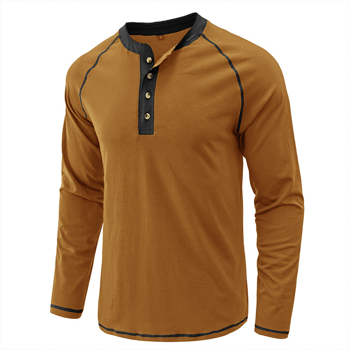 Henry - Camisa com gola de algodão Henley