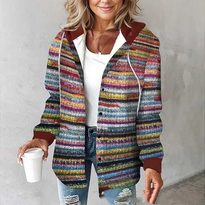 Paula - Casaco estampado elegante com capuz