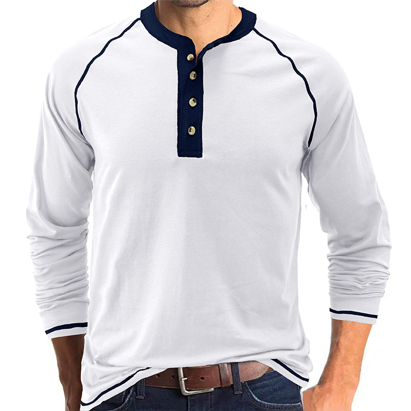 Henry - Camisa com gola de algodão Henley