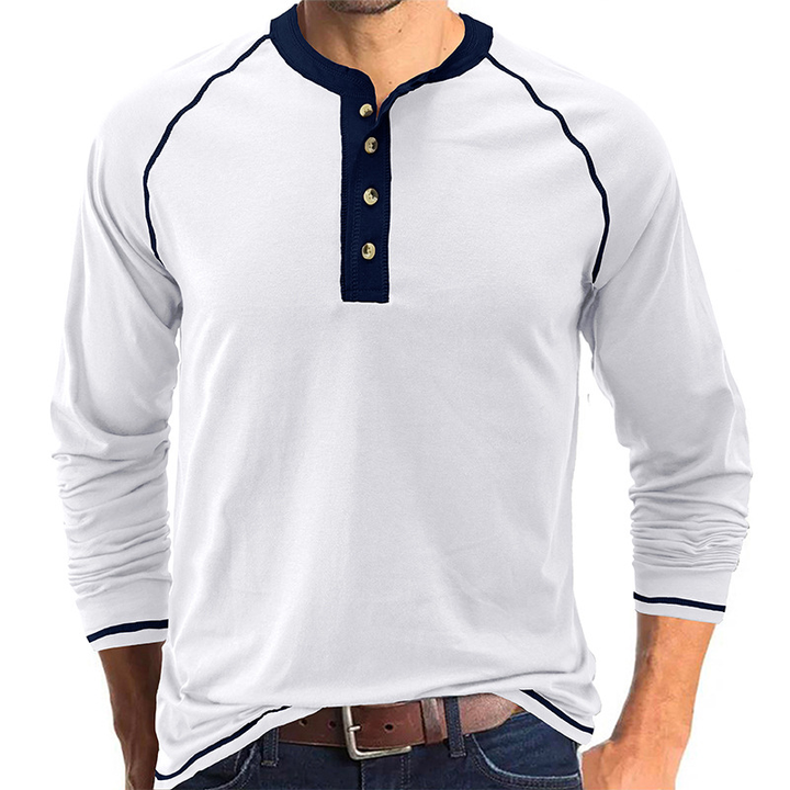 Henry - Camisa com gola de algodão Henley