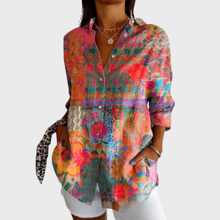 Rita - Camisa Floral com Botões