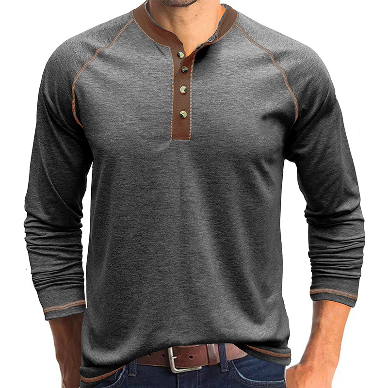 Henry - Camisa com gola de algodão Henley