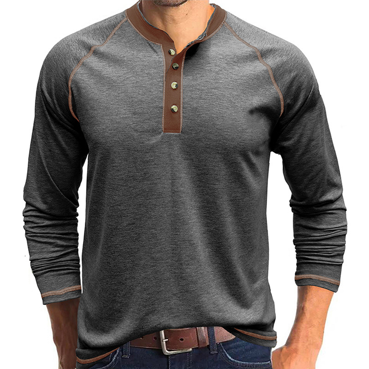 Henry - Camisa com gola de algodão Henley