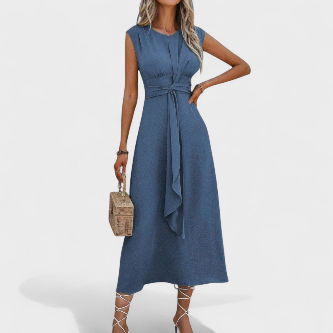 Ema - Vestido elegante sem mangas e gola redonda