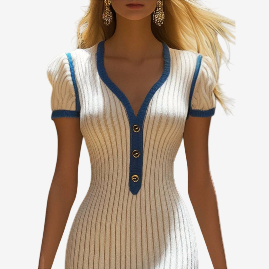 Lara - Vestido com detalhes contrastantes