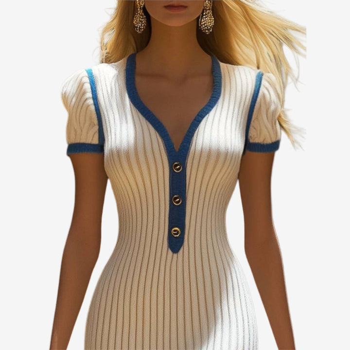 Lara - Vestido com detalhes contrastantes