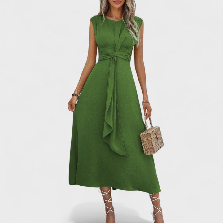 Ema - Vestido elegante sem mangas e gola redonda