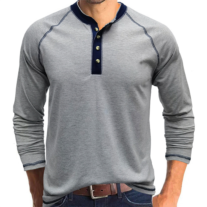 Henry - Camisa com gola de algodão Henley