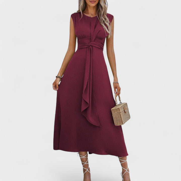 Ema - Vestido elegante sem mangas e gola redonda