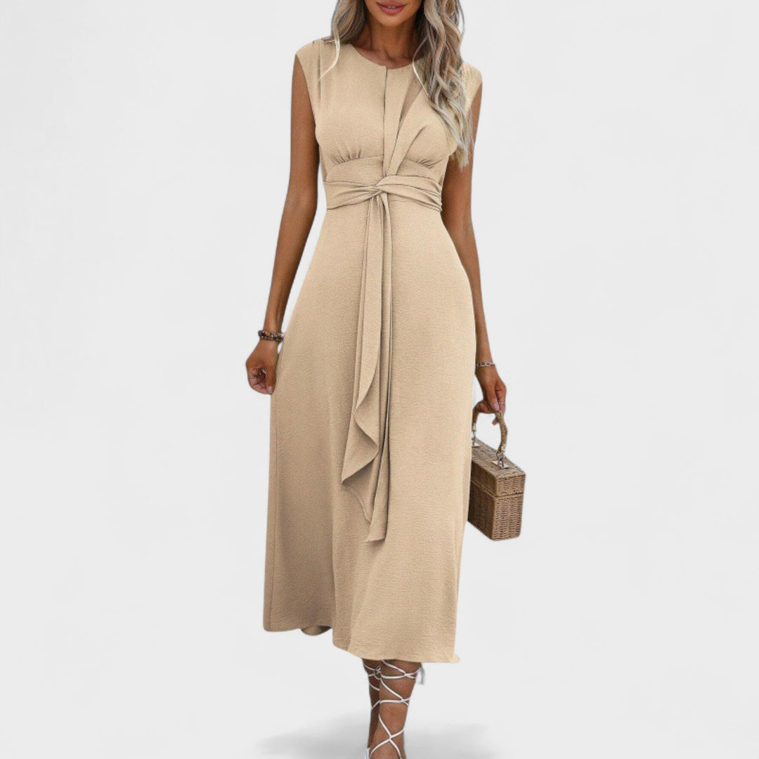 Ema - Vestido elegante sem mangas e gola redonda