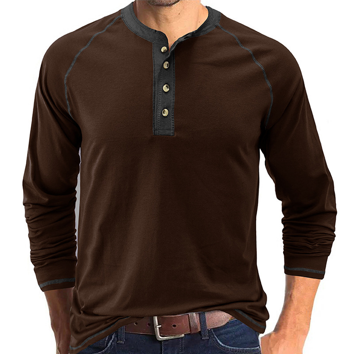 Henry - Camisa com gola de algodão Henley