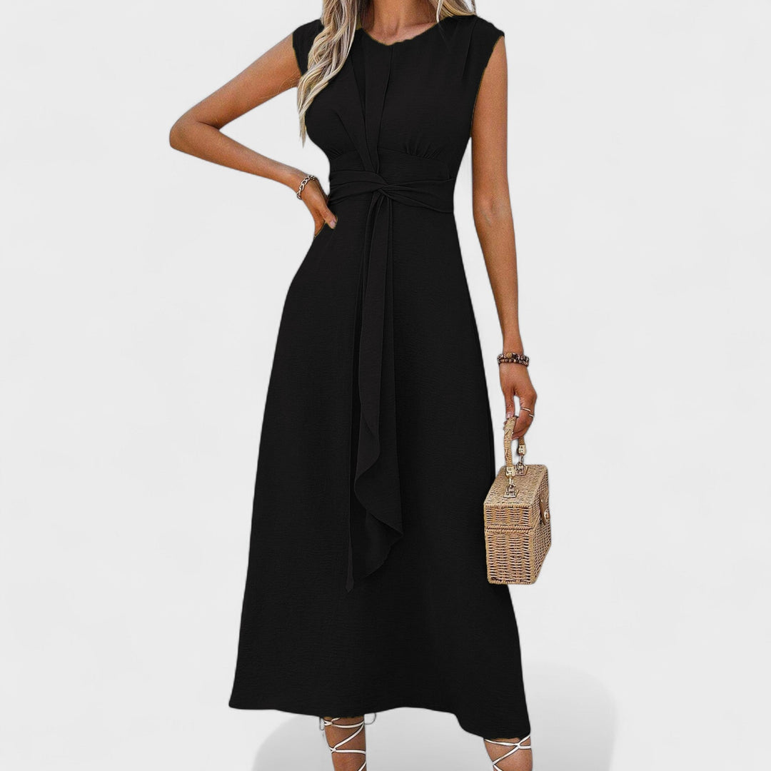 Ema - Vestido elegante sem mangas e gola redonda
