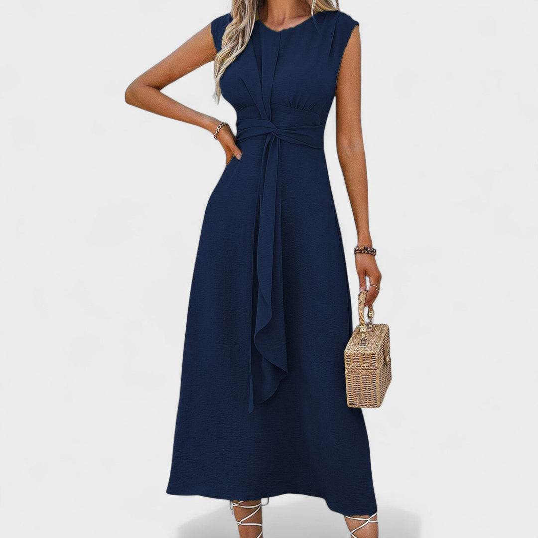 Ema - Vestido elegante sem mangas e gola redonda