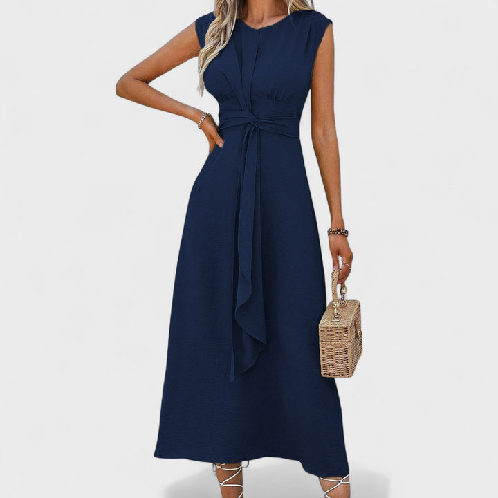 Ema - Vestido elegante sem mangas e gola redonda