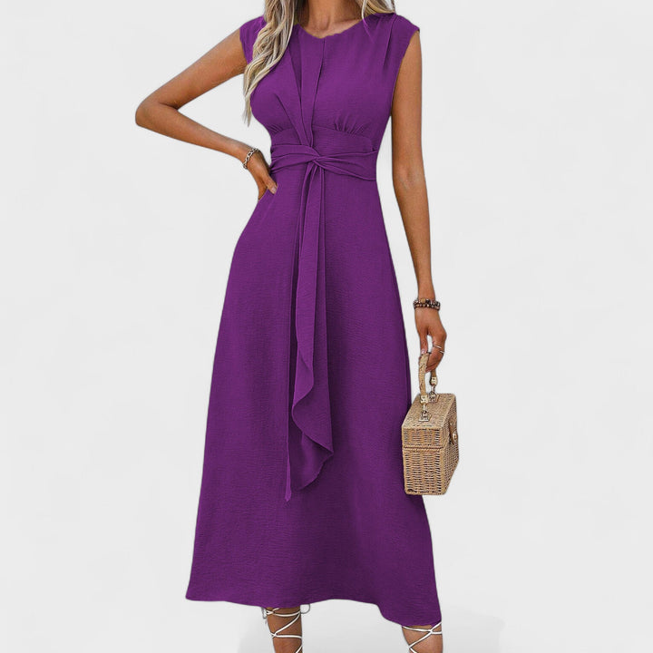 Ema - Vestido elegante sem mangas e gola redonda