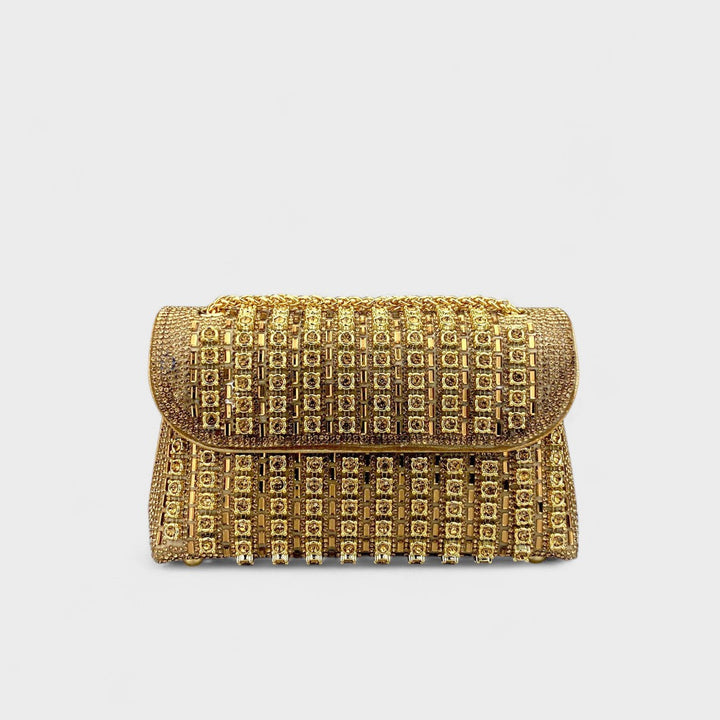 Claudia - Bolsa de ombro com corrente elegante e diamantes coloridos