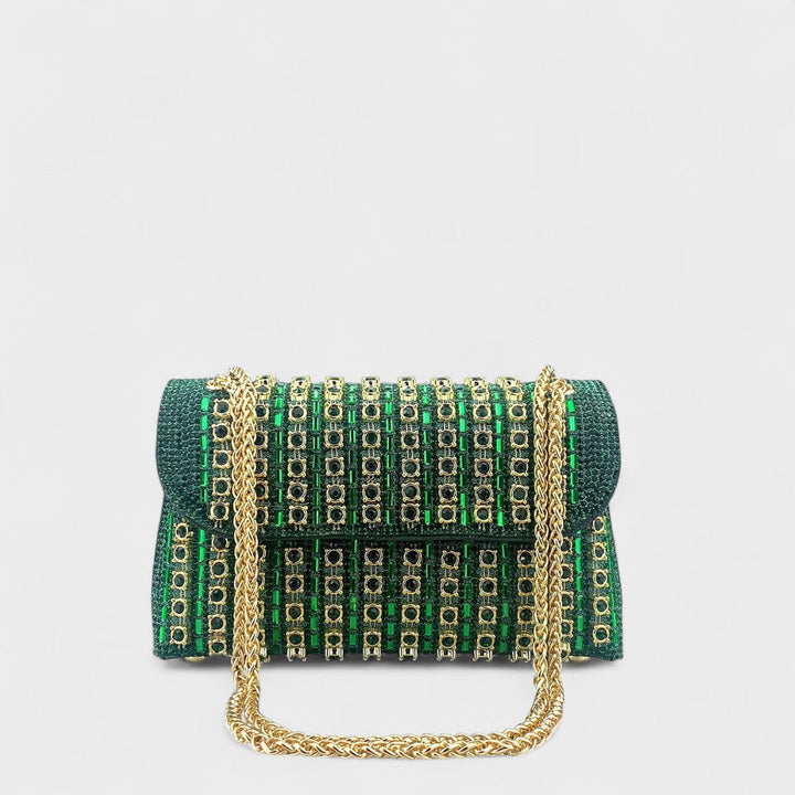 Claudia - Bolsa de ombro com corrente elegante e diamantes coloridos