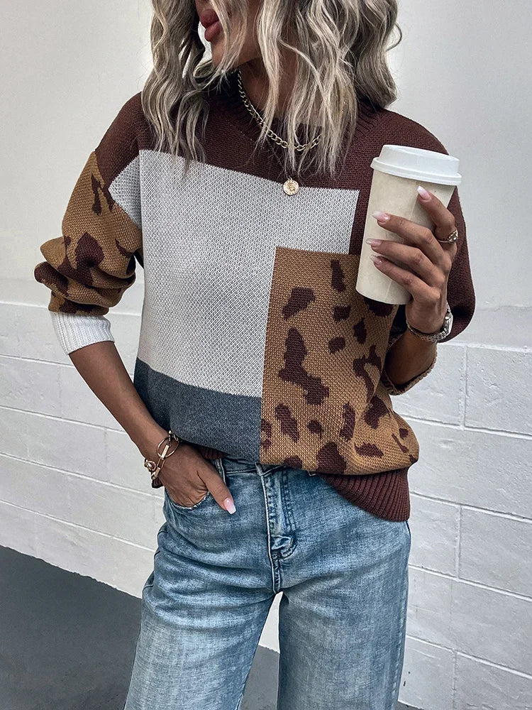 Le clair |  Suéter vintage leopardo patchwork