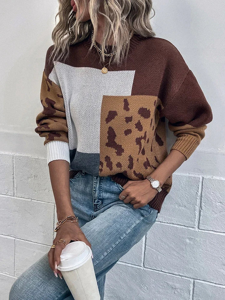 Le clair |  Suéter vintage leopardo patchwork