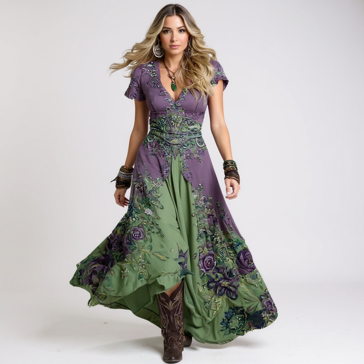 Clara - Vestido floral ajustado e fluido