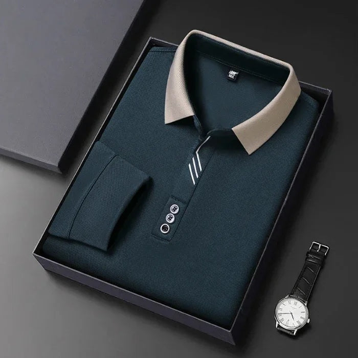 António - Polo Casual de Manga Comprida para Negócios