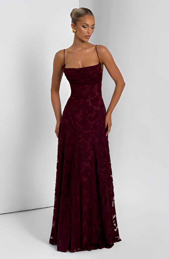 Frederica - Vestido longo com corpete de renda