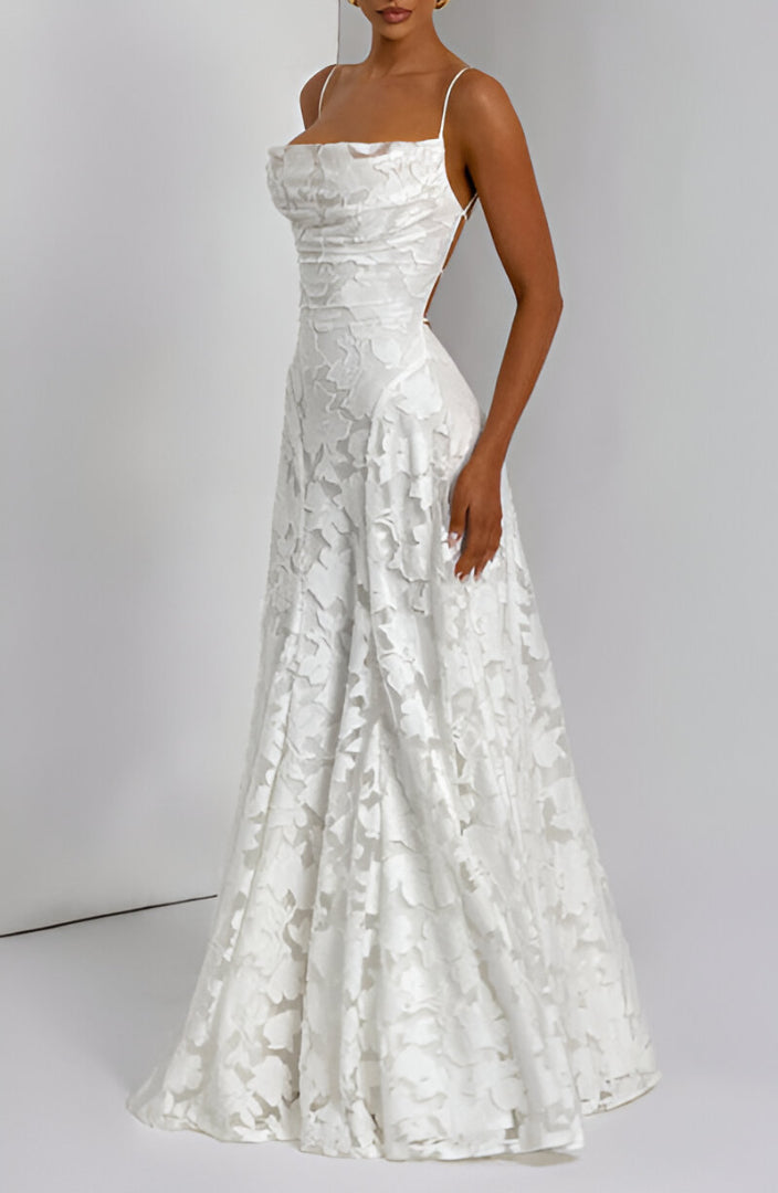 Frederica - Vestido longo com corpete de renda