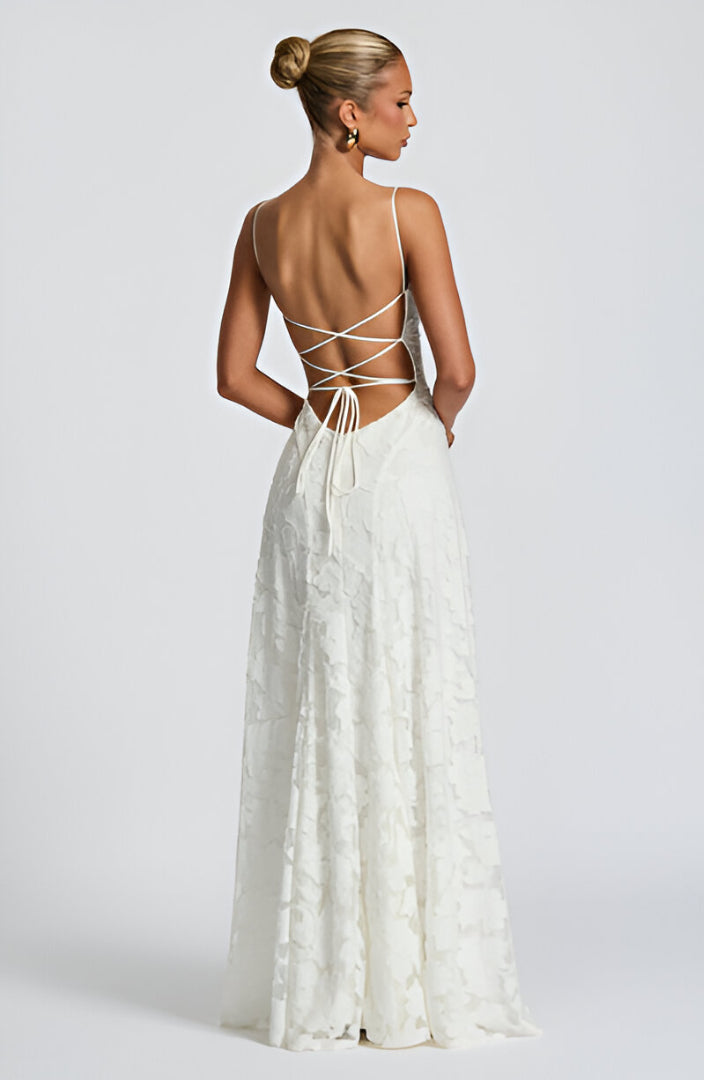 Frederica - Vestido longo com corpete de renda