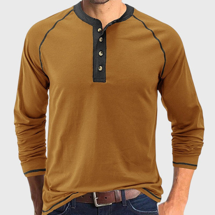 Henry - Camisa com gola de algodão Henley